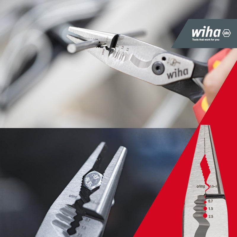 Wiha Multifunctional Pliers for Electricians 8-in-1 I Crimping  Stripping  Cutting  Gripping  Deburring  Bending  Screwing  Cutting Screws (45705) - Image 3